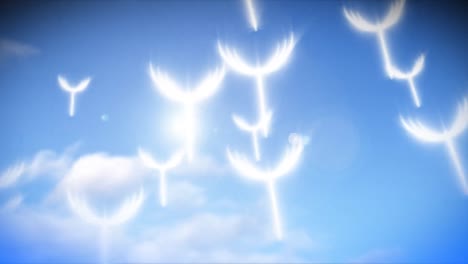 animation of dandelion greens flying