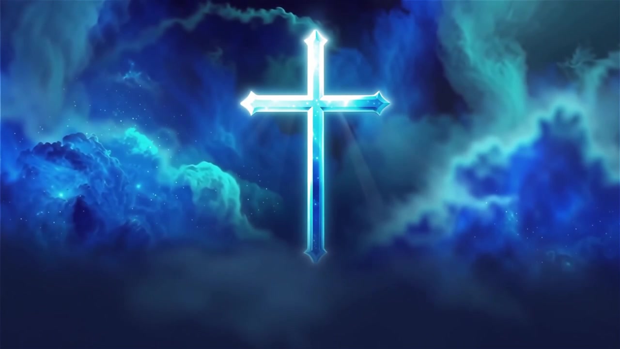 Croce Cristiana Luce Celestiale Sfondo per il Culto.
