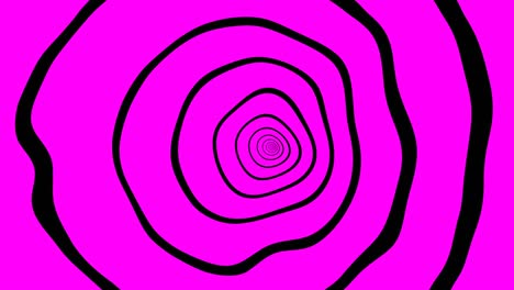 círculos en espiral ilusión visual movimiento, fondo de animación gráfica violeta