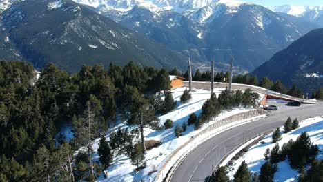 Aerial-views-of-ski-stations,-different-landscapes-and-viewers-in-Andorra-during-the-covid-times