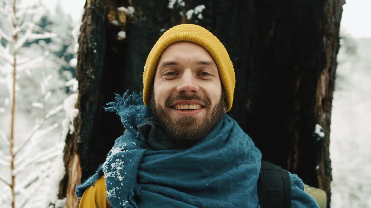 Portrait of a smiling man in winter