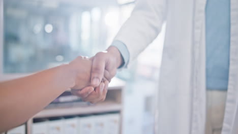 person, doctor and handshake in meeting