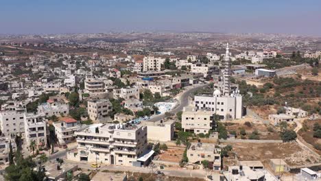 aerial view over mosque in palestine town biddu,near jerusalem