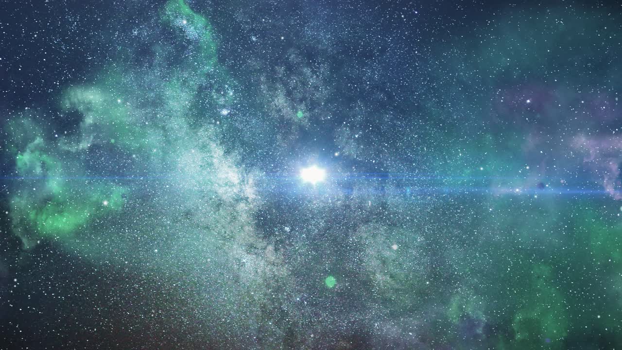 우주의 녹색 성운 구름