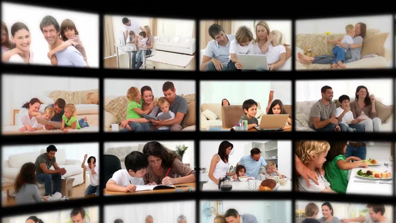 Montage of families in different situations