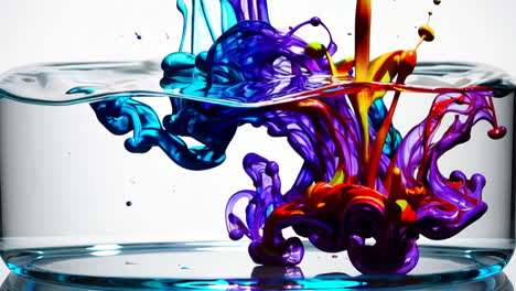 colorful ink splashing in water