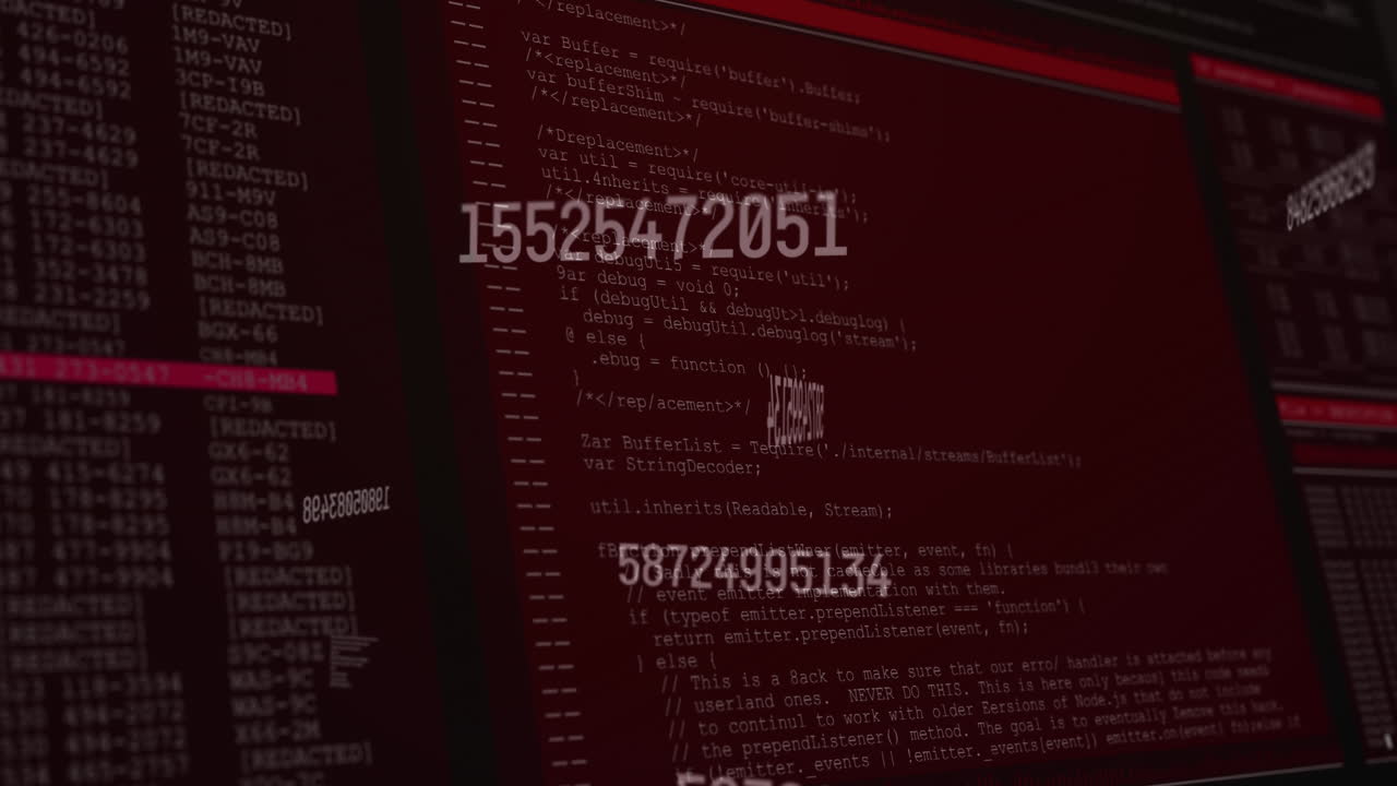 animación de cambios de números y procesamiento de datos en pantallas de computadora