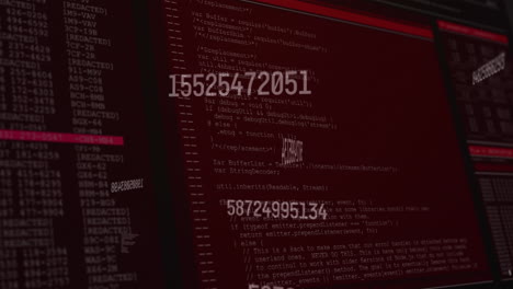 animación de cambios de números y procesamiento de datos en pantallas de computadora