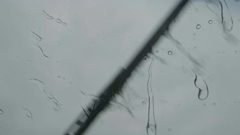 car windshield wipers on rainy day slow motion close up