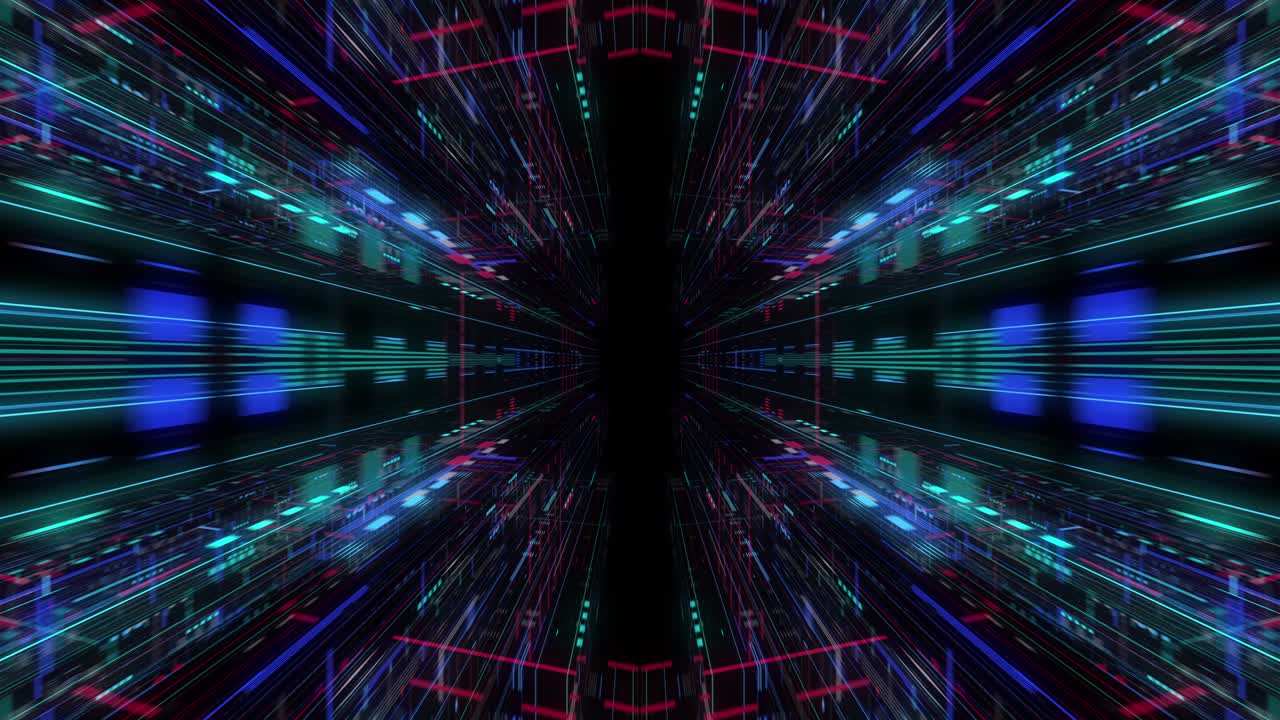 Big data visualization with digital grid motion. Analysis of information, cloud computing, internet of things, network technology. Visual data infographics. Seamless loop, 3D render