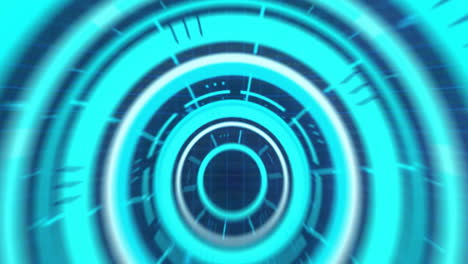 futuristic digital interface animation with circular patterns over grid background