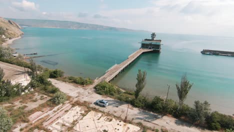 abandoned seaside harbor and industrial site