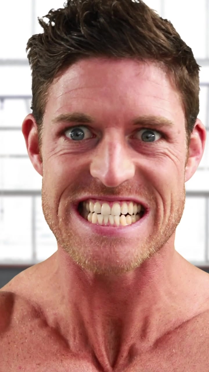 Man flexing his muscles 4k