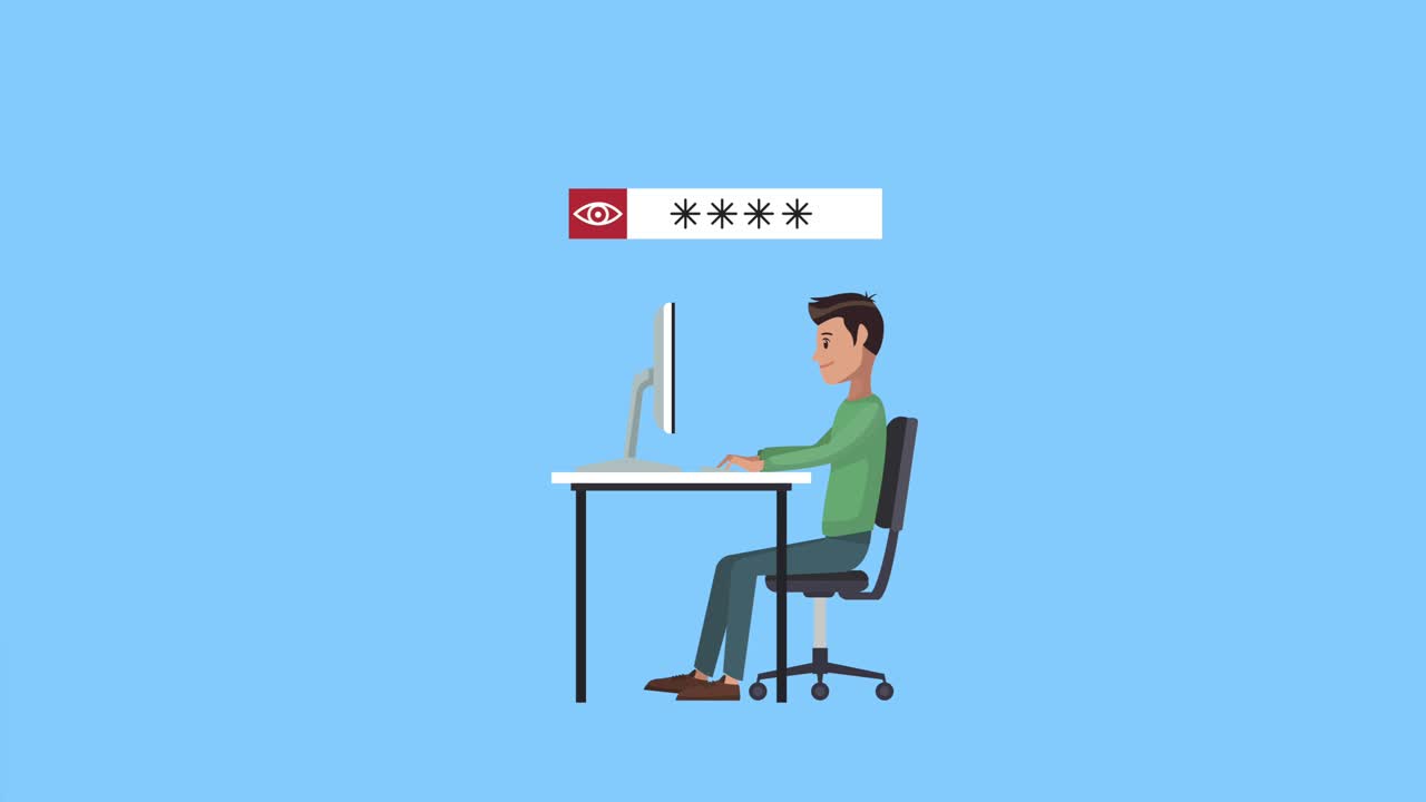 young man using desktop with password