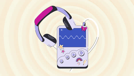 ilustración gráfica de movimiento de un reproductor de mp3 dibujado a mano