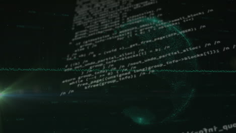 animation of data processing over globe on black background