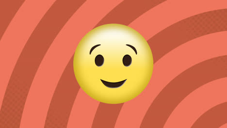 animation of smiling emoji icon over spinning stripes