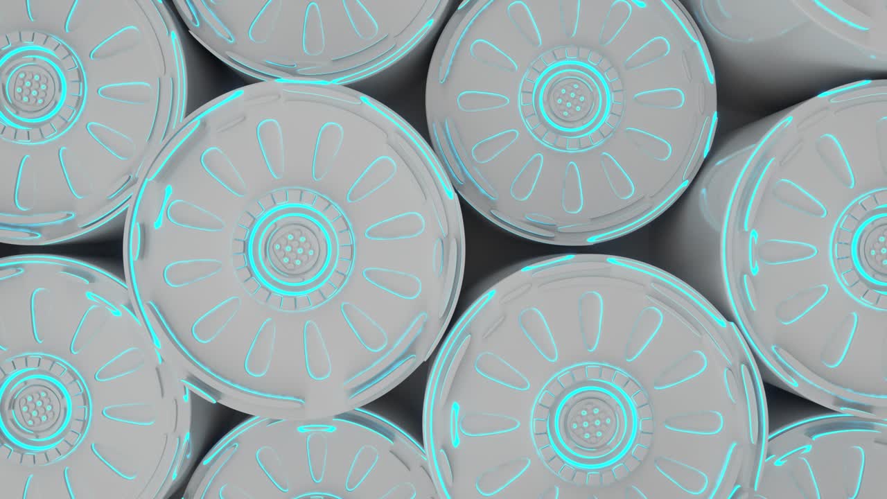 다채로운 빛나는 선을 가진 기술적 배경 루프