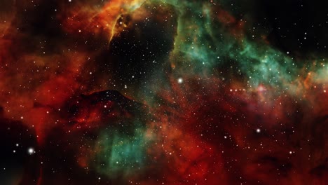 nubes nebulosas rojas y verdes en el universo