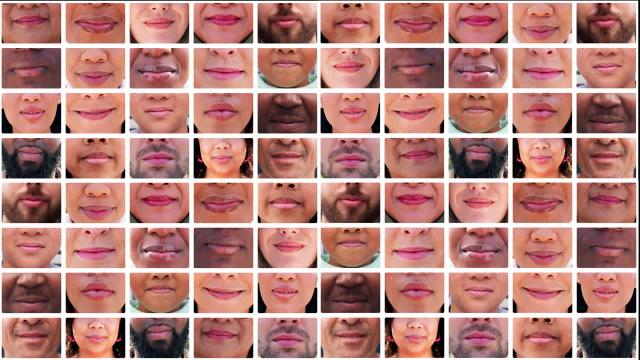 Odontoiatria, denti e bocca, collage con persone