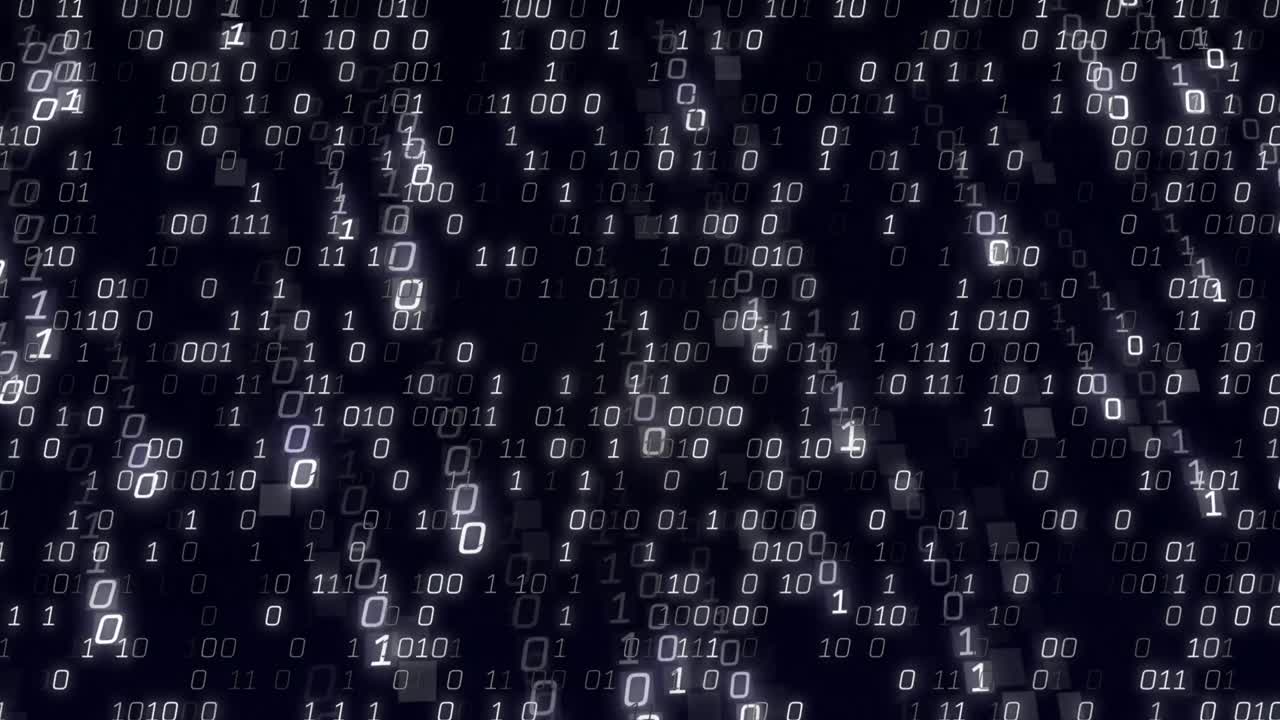 Animation of data processing on black background