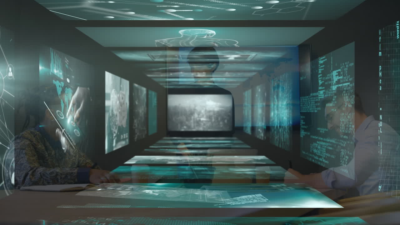 다양한 사업자들에 대한 데이터 처리의 애니메이션