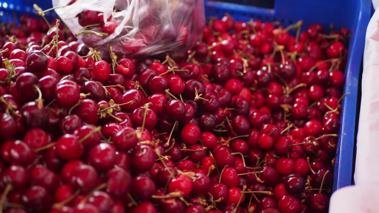 Fresh Cherries at a Market