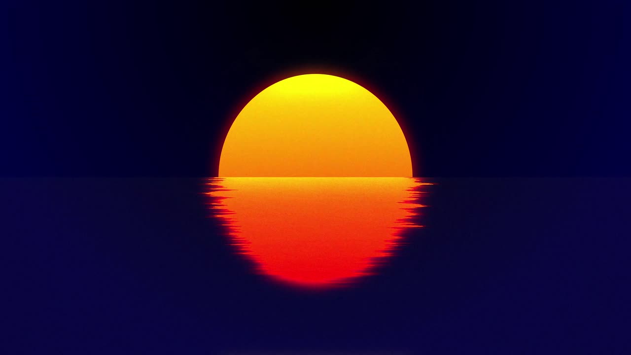 animación del sol sobre el agua sobre un fondo negro