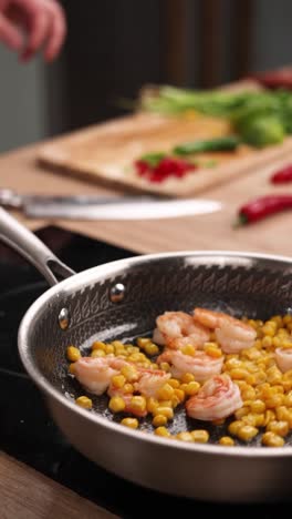 pan-fried shrimp and corn