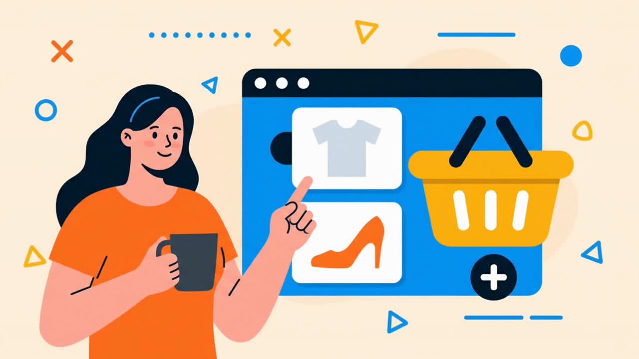 Woman Shopping for Shoes Online Using a Web Browser