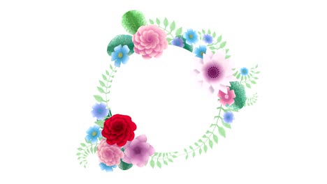 3d-rendering, wachsende blumige hintergrundblumen, blühender botanischer kreisrahmen, brautrundtitel, pastellfarben, animation, diy-projekt, intro, isoliert auf weißem hintergrund, ideal für den titel
