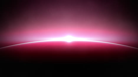big red planet and flash of star in galaxy