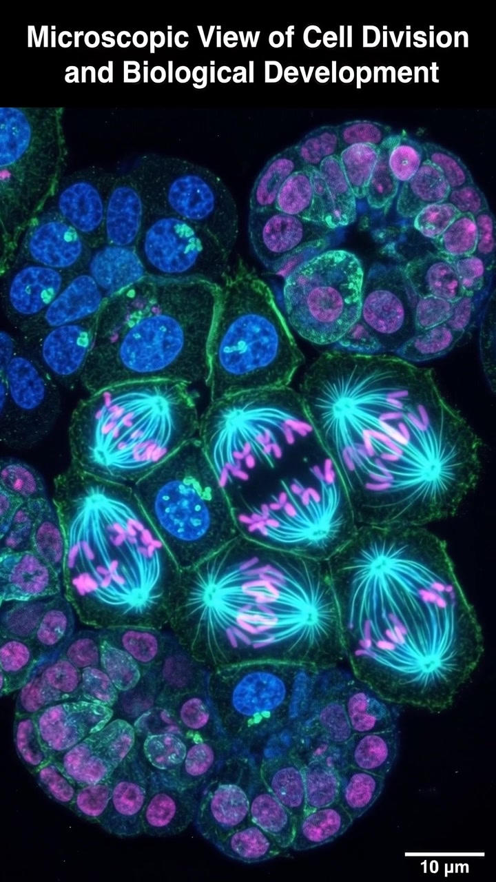 Microscopic Time Lapse of Biological Cell Division and Mitosis