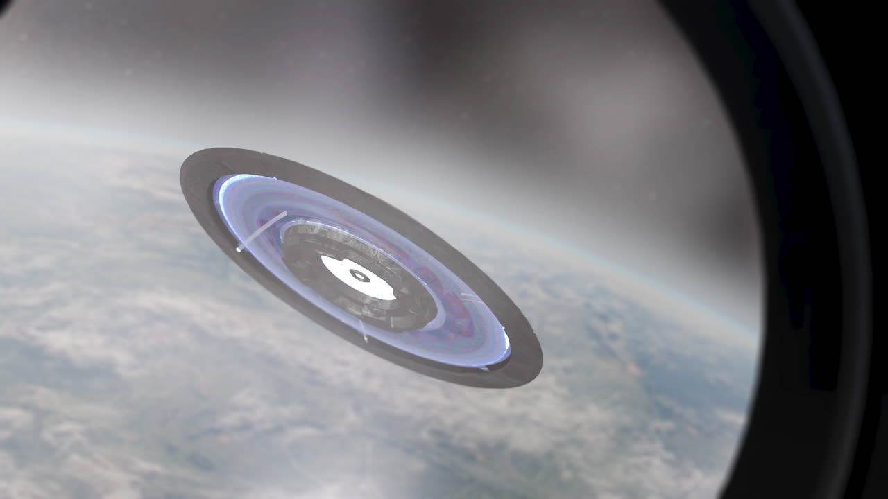 una estación espacial futurista en órbita alrededor de la tierra