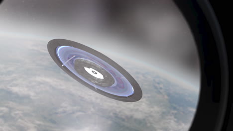 una estación espacial futurista en órbita alrededor de la tierra