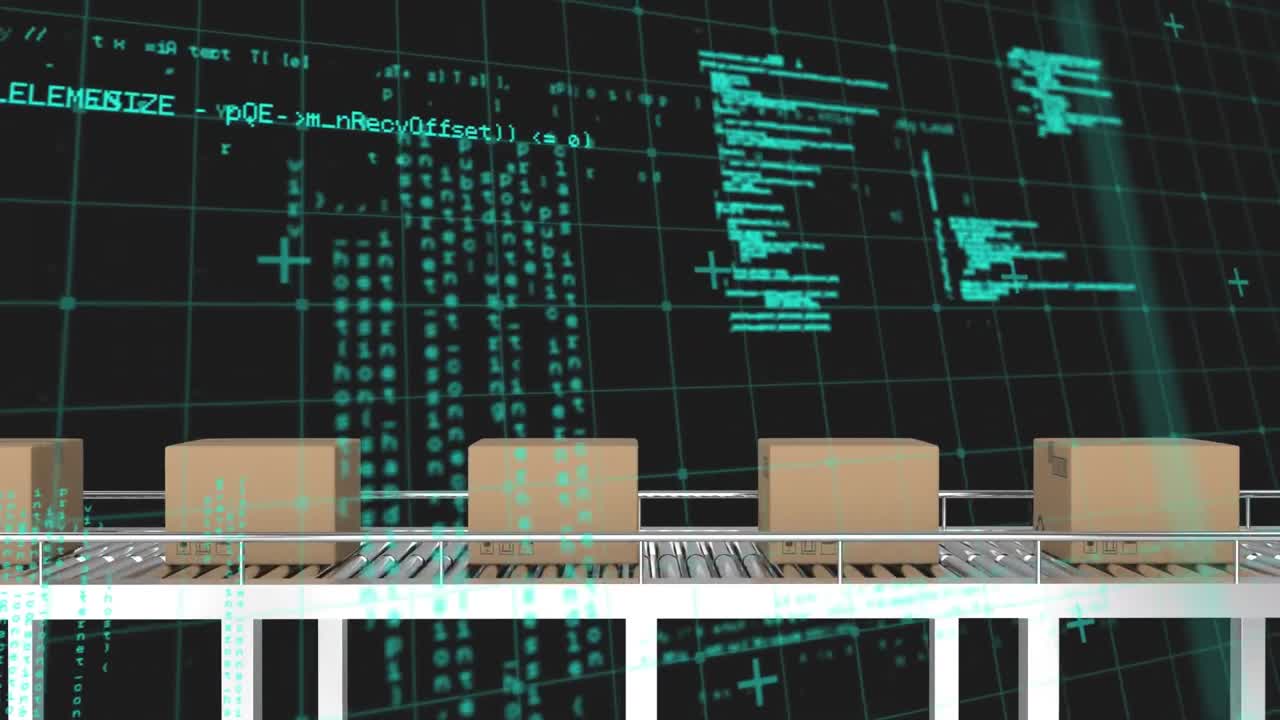 Data processing over grid network against multiple delivery boxes on conveyor belt