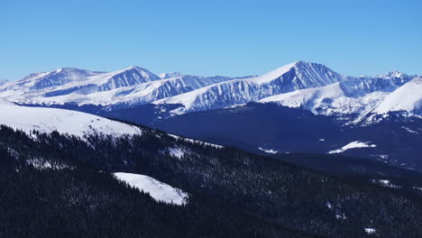 winter quandary peak fourteener ten mile range breckenridge colorado aerial drone boreas hoosier pass blue river mt lincoln clear blue sky morning rocky mountain layers landscape circle right motion