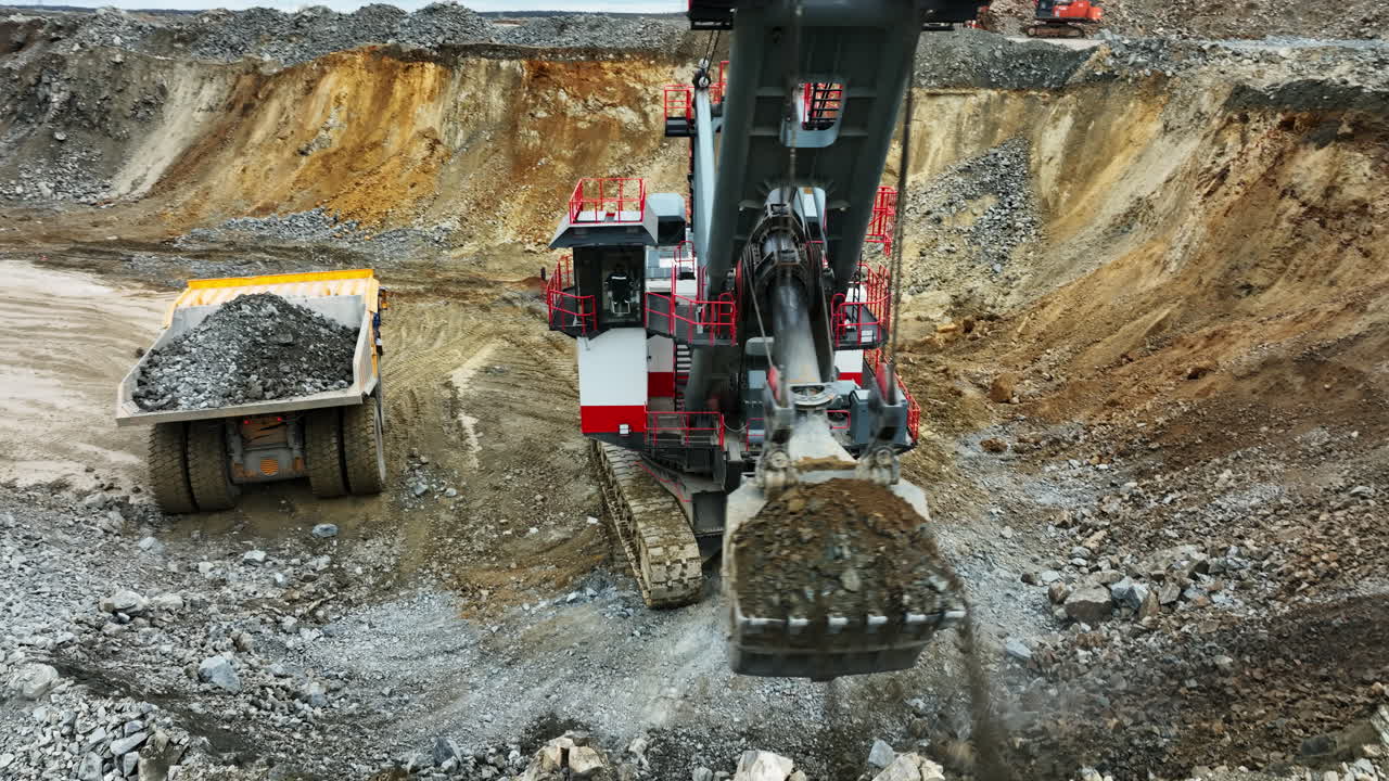 Large Excavator in an Open Pit Mine