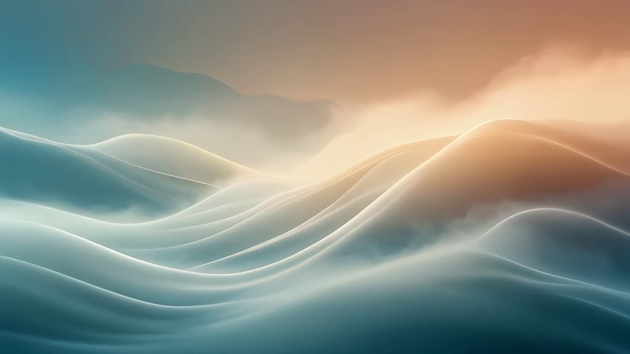 Ethereal Abstract Waves with Soft Gradient Colors and Fog