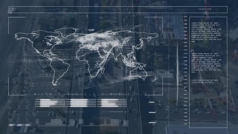 Animation-Der-Datenverarbeitung-Und-Des-Scannens-über-Dem-Stadtbild