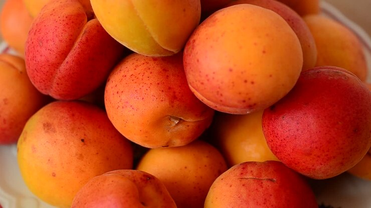 Ripresa di albicocca, macro. Ripresa di frutta.