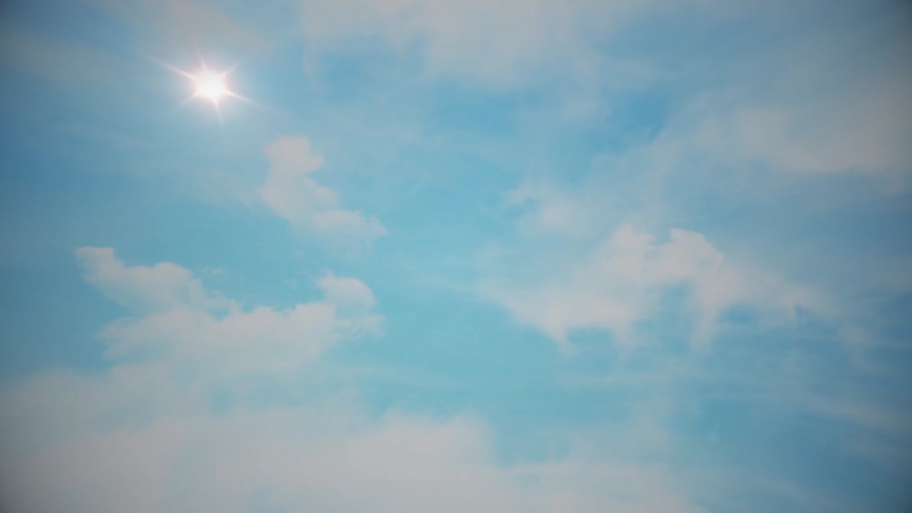 하늘에서 구름을 통해 날아. 애니메이션. 하늘에서 아름다운 구름