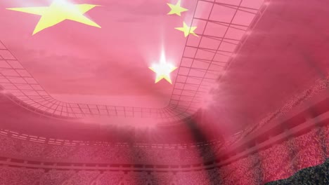 china flag floating on a stadium