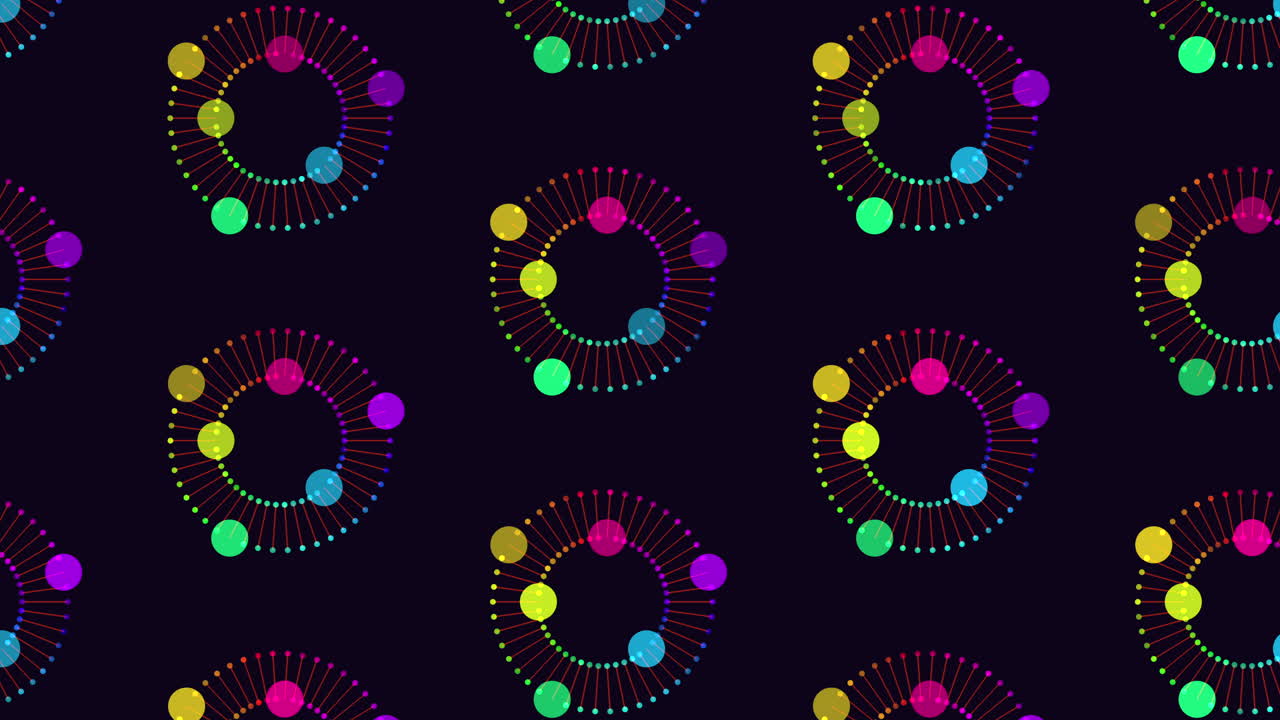 círculos coloridos flotan en patrón sobre un fondo negro