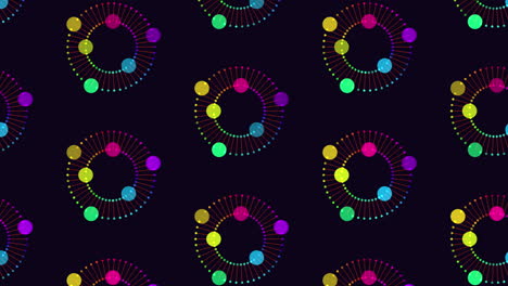 círculos coloridos flotan en patrón sobre un fondo negro