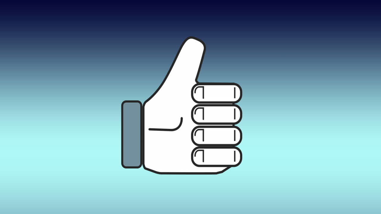 animación de un icono similar contra el espacio de copia en un fondo de gradiente azul