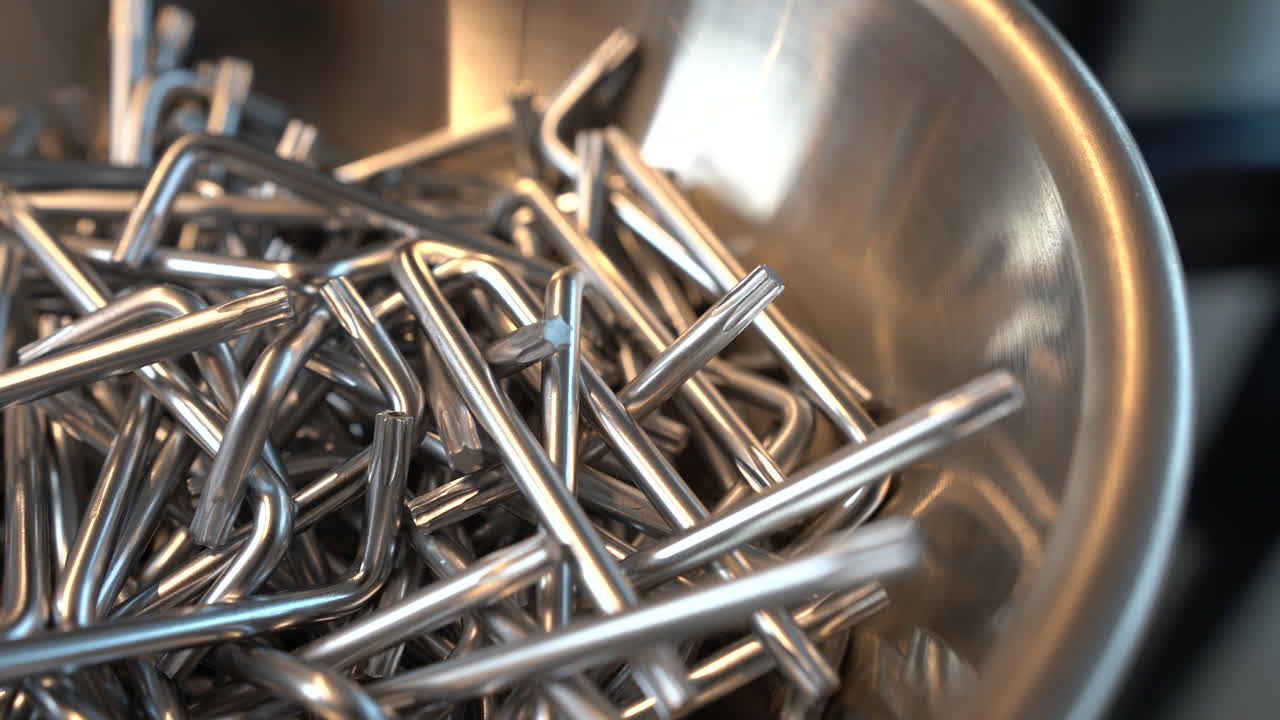 Allen keys in a metal bowl