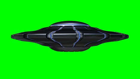 ufo, rotating alien spaceship with extraterrestrial visitors, flying saucer isolated on green screen background, 4k, loop