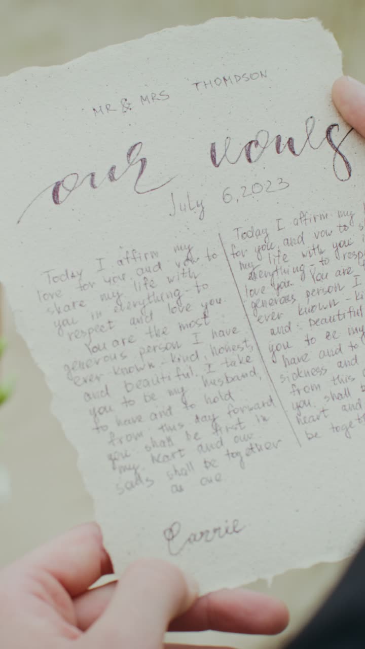 Handwritten Wedding Vows