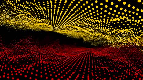futuristic abstract red yellow waveform dimension ball oscillation, visualization wave technology digital surface